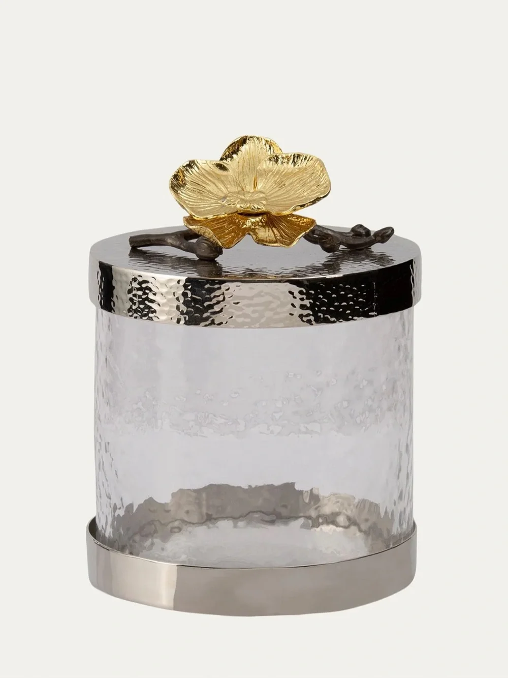 Michael Aram Hammered Glass Jar with Gold Flower Lid